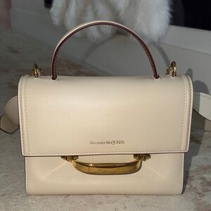Alexander McQueen Cream Mini Bag with Gold Accents
